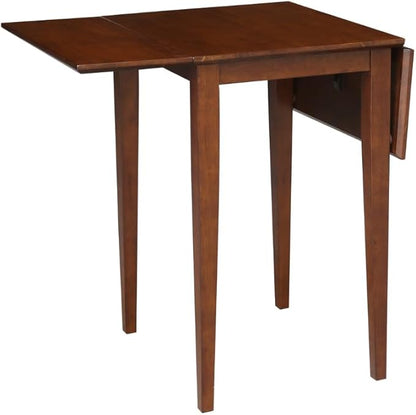 IC International Concepts, Small Drop Leaf Dining Table with Dual 9" Drop Leaf, Solid Real Wood, Sturdy Parawood, Dimensions 36"W x 22"D x 29"H, Espresso