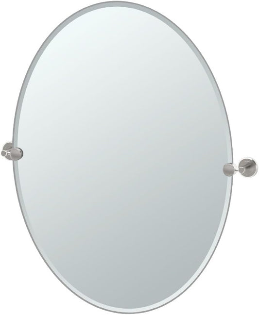Gatco 4299LG Latitude II Rectangle Mirror,, Satin Nickel, 32 Inch, Frameless Oval