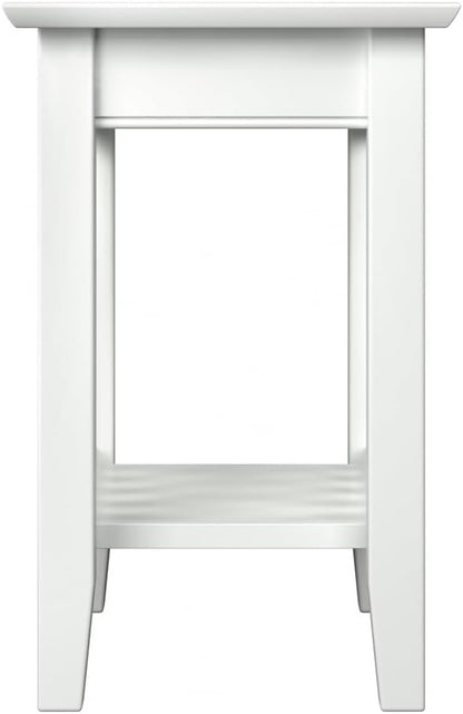 AFI, Mission Chair Side Table with Charging Station, White