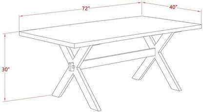 East West Furniture X097VE005-9 9 Piece Dining Table Set Includes a Rectangle Dining Room Table with X-Legs and 8 Grey Linen Fabric Upholstered Chairs, 40x72 Inch, Multi-Color