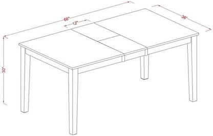 East West Furniture NIQU6-WHI-W 6 Piece Kitchen Table Set Contains a Rectangle Dining Table with Butterfly Leaf and 4 Dining Chairs with a Bench, 36x66 Inch, Buttermilk & Cherry