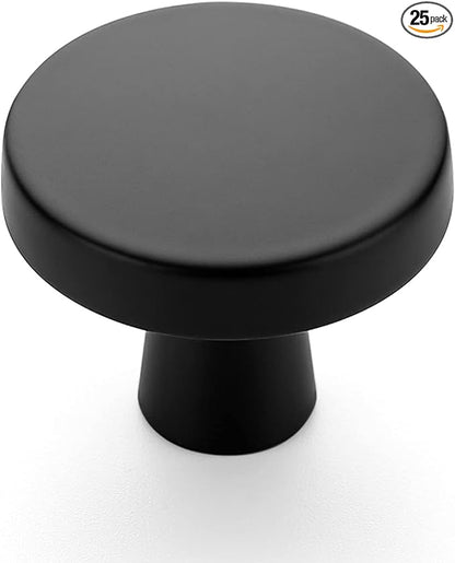 Ravinte 25 Pack Drawer Pulls 1-1/4 Inch Kitchen Cabinet Knobs Solid Round Dresser Drawer Knobs Matte Black Dresser Knobs Drawer Knobs Simple Cabinet Hardware for Cupboard Drawer Pulls