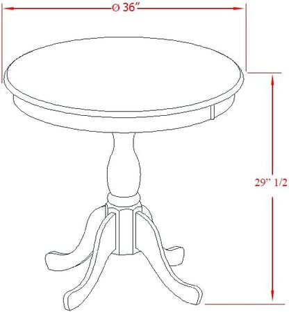 East West Furniture AMAB5-BCH-06 5 Piece Dining Set Includes a Round Kitchen Table with Pedestal and 4 Shitake Linen Fabric Parson Dining Chairs, 36x36 Inch, Black & Cherry