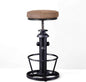 Industrial Bar Stools-Swivel Pu Seat-Vintage Kitchen Island Stool-Counter Bar Height Adjustable 25-31inch-Footrest