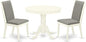 East West Furniture ANLA3-LWH-06 3 Piece Kitchen Table Set for Small Spaces Contains a Round Dining Table with Pedestal and 2 Shitake Linen Fabric Upholstered Chairs, 36x36 Inch, Linen White