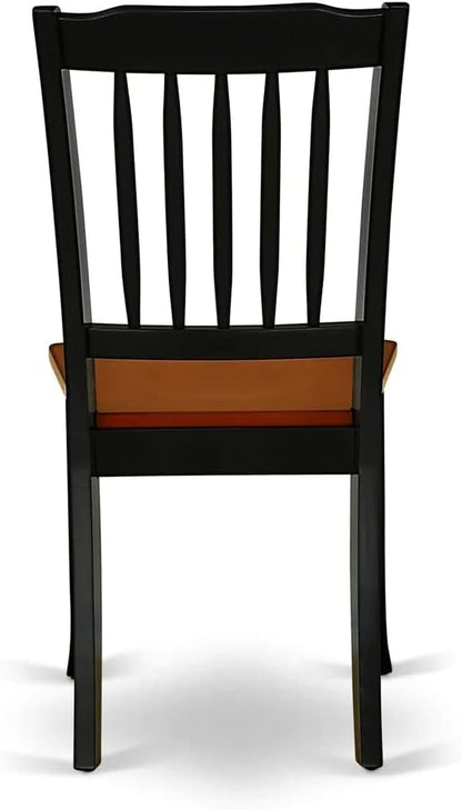 East West Furniture QUDA7-BCH-W 7 Piece Dining Table Set Consist of a Rectangle Dining Room Table with Butterfly Leaf and 6 Wood Seat Chairs, 40x78 Inch, Black & Cherry