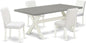 East West Furniture X097AB264-5 5 Piece Dining Room Furniture Set Includes a Rectangle Dining Table with X-Legs and 4 White Faux Leather Upholstered Chairs, 40x72 Inch, Multi-Color