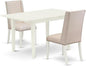East West Furniture NOFL3-LWH-01 3 Piece Dinette Set for Small Spaces Contains a Rectangle Butterfly Leaf Table and 2 Cream Linen Fabric Upholstered Chairs, 32x54 Inch, Linen White