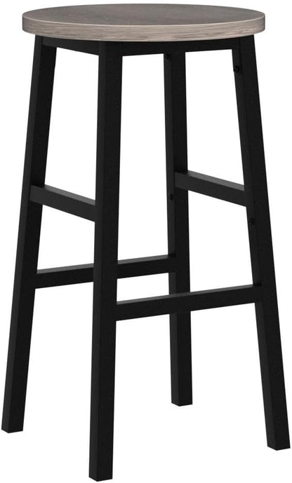 Bar Stools, Set of 2 Round Bar Chairs with Footrest, 24.4 Inch Kitchen Breakfast Bar Chairs, Industrial Bar Stools, Easy Assembly, for Dining Room, Kitchen, Greige BAHG0201Z