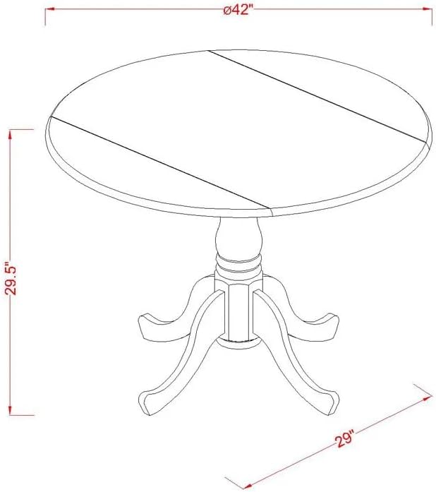 East West Furniture DLSI5-AWA-04 5 Piece Kitchen Table Set for Small Spaces Consist of a Round Wooden Table with Dropleaf and 4 Upholstered Chairs, 42x42 Inch, Antique Walnut