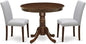 East West Furniture ANAB3-AWA-05 3 Piece Modern Dining Table Set Includes a Round Kitchen Table with Pedestal and 2 Parson Dining Chairs, 36x36 Inch, Antique Walnut