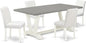 East West Furniture V097AB264-5 5 Piece Kitchen Table & Chairs Set Includes a Rectangle Dining Room Table with V-Legs and 4 White Faux Leather Upholstered Chairs, 40x72 Inch, Multi-Color