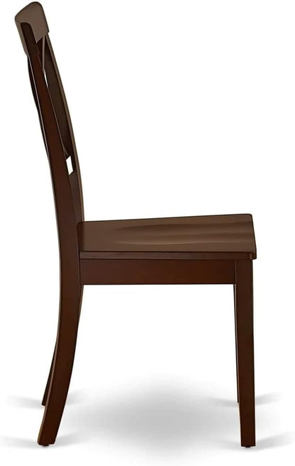East West Furniture ESBO3-MAH-W 3 Piece Dining Room Table Set Contains a Round Kitchen Table with Pedestal and 2 Dining Chairs, 30x30 Inch, Mahogany