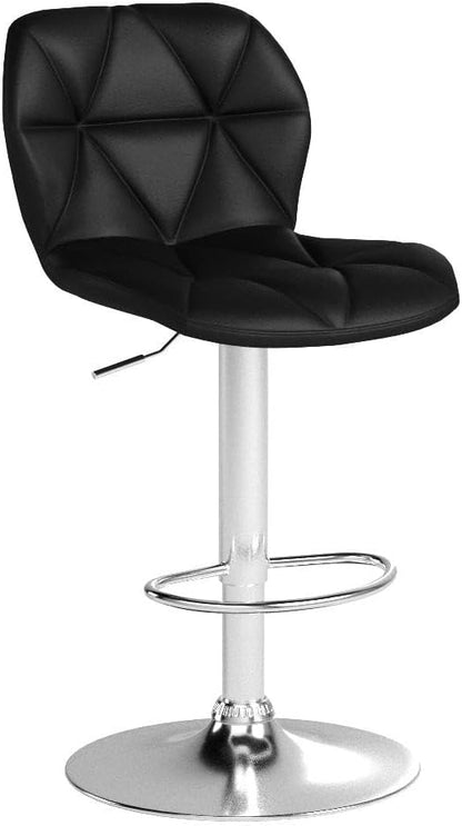 Yaheetech Bar Stools Set of 2, Modern Adjustable Kitchen Island Chairs, Black PU Leather Swivel Counter Stools for Bar, Kitchen Counter, Black