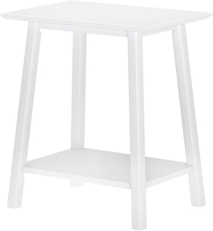 Plank+Beam Wooden Side Table with Storage, Mid Century Modern End Tables for Living Room, Small Solid Wood Nightstand, Bedside Tables, Bedroom Furniture, White