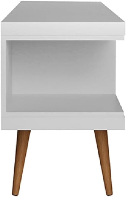 Manhattan Comfort Utopia 53.14" Freestanding Entertainment Center for Living Room, Mid Century Modern TV Stand with Shelves, Storage and Media Holes, Fits 50" Screens, White