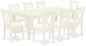 East West Furniture LGCL9-LWH-C 9 Piece Modern Dining Table Set Includes a Rectangle Wooden Table with Butterfly Leaf and 8 Linen Fabric Dining Room Chairs, 42x84 Inch, Linen White