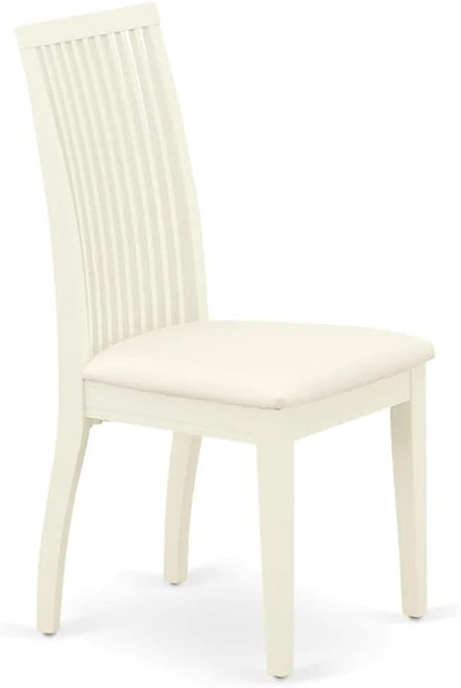 East West Furniture DMIP3-LWH-C 3 Piece Dining Room Furniture Set Contains a Round Kitchen Table with Dropleaf and 2 Linen Fabric Upholstered Dining Chairs, 42x42 Inch, Linen White