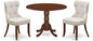 East West Furniture DLSI3-MAH-35 3 Piece Kitchen Table Set Contains a Round Dining Table with Dropleaf and 2 Doeskin Linen Fabric Parson Dining Room Chairs, 42x42 Inch, Mahogany