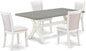 East West Furniture X097MZ001-5 5 Piece Dining Table Set for 4 Includes a Rectangle Kitchen Table with X-Legs and 4 Cream Linen Fabric Parsons Dining Chairs, 40x72 Inch, Multi-Color
