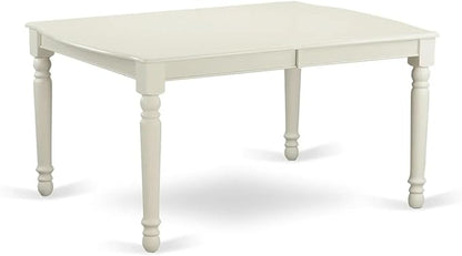 East West Furniture DOAS7-LWH-42 7 Piece Dinette Table Set Consists A Dinner Table and 6 Beige Red Polyester Fabric Parson Dining Chairs with Stylish Back- Linen White Finish