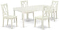 East West Furniture DOCL5-LWH-W 5 Piece Dining Table Set for 4 Includes a Rectangle Kitchen Table with Butterfly Leaf and 4 Dinette Chairs, 42x78 Inch, Linen White