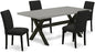 East West Furniture X697AB624-5 5 Piece Kitchen Table Set Includes a Rectangle Dining Room Table with X-Legs and 4 Black Color Linen Fabric Parson Dining Chairs, 36x60 Inch, Multi-Color