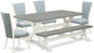 East West Furniture X097VE215-6 6 Piece Kitchen Table Set Contains a Rectangle Dining Table with X-Legs and 4 Baby Blue Linen Fabric Parson Chairs with a Bench, 40x72 Inch, Multi-Color