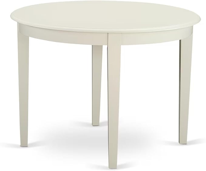 East West Furniture BONO5-LWH-W 5 Piece Dining Set Includes a Round Dinner Table and 4 Kitchen Dining Chairs, 42x42 Inch, Linen White