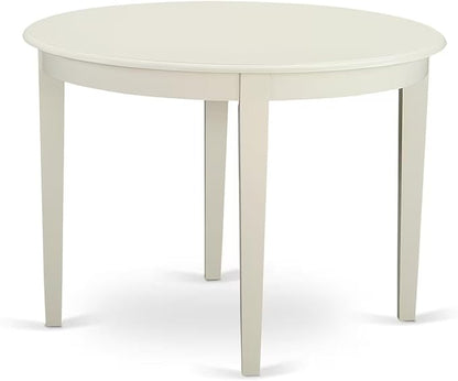 East West Furniture BONO5-LWH-W 5 Piece Dining Set Includes a Round Dinner Table and 4 Kitchen Dining Chairs, 42x42 Inch, Linen White