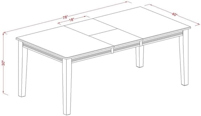 East West Furniture QUWE7-BCH-W 7 Piece Dining Table Set Consist of a Rectangle Dinner Table with Butterfly Leaf and 6 Dining Room Chairs, 40x78 Inch, Black & Cherry