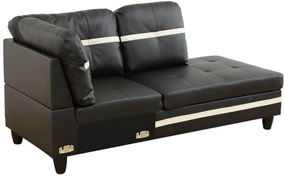 NicBex Sectional Couch 3 Pieces Sofa Set with Left Chaise PU Synthetic Leather L Shaped Cloud Couch for Living Room Furniture Sets with Storage Ottoman, Modular Sofa for Apartment, Black+White