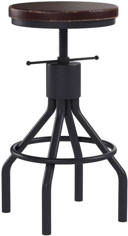 Industrial Bar Stool-Set of 2-Swivel Counter Coffee Chair-Extra Pub Height Adjustable 22-33 inch