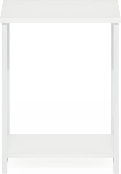 Furinno Simplistic Industrial Metal Frame End Table, 1-Pack, White/White
