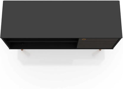 Manhattan Comfort Liberty Mid Century Modern TV Stand for Televisions up to 46 Inches, Bedroom and Living Room Entertainment Center with Storage, Shelves, and Cabinet, 43" Wide, Black