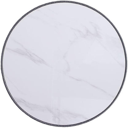 Manhattan Comfort Anderson Modern 28.15" Round Coffee Table 2.0 - Ceramic Marble Tabletop, Elegant Pleated Leatherette Details & Gold Base, Fully Assembled Accent Furniture, Set of 1, Grey