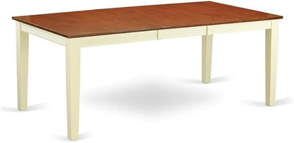 East West Furniture QUAV9-WHI-W 9 Piece Modern Dining Table Set Includes a Rectangle Wooden Table with Butterfly Leaf and 8 Dining Room Chairs, 40x78 Inch, Buttermilk & Cherry