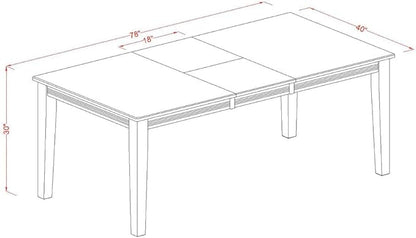 East West Furniture QUDO5-BCH-W 5 Piece Modern Dining Table Set Includes a Rectangle Wooden Table with Butterfly Leaf and 4 Dining Room Chairs, 40x78 Inch, Black & Cherry