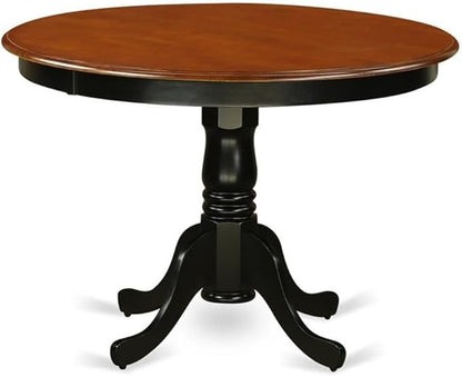 East West Furniture HLWE5-BCH-W 5 Piece Modern Dining Table Set Includes a Round Wooden Table with Pedestal and 4 Dining Chairs, 42x42 Inch, Black & Cherry