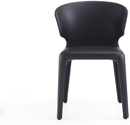 Manhattan Comfort Conrad Mid Century Modern Dining Chairs Woven Tweed Upholstered Kitchen Furniture with Contoured Back, Foam Padding & Metal Legs, Set of 2, Black