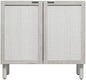 Sango Orre 2-Door Cabinet, Modern Sand Storage Cabinet with Synthetic Rattan Door Panels, Adjustable Shelf, Cylindrical Wood Legs, Discreet Finger Pulls, Elegant Furniture for Living or Dining Room