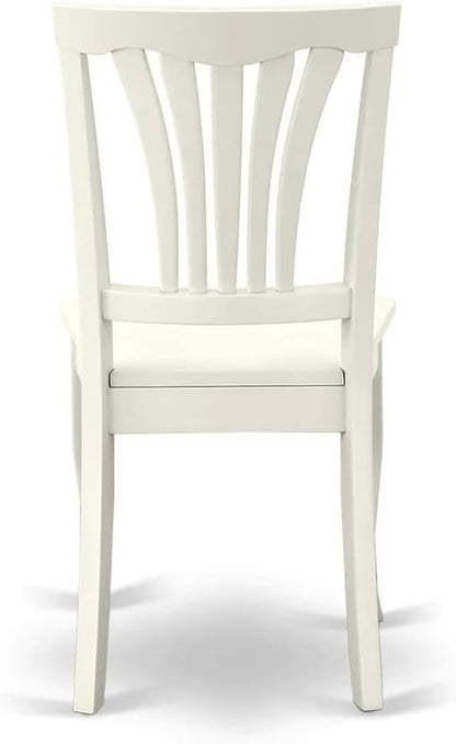 East West Furniture DMAV3-LWH-W 3 Piece Dining Room Table Set Contains a Round Dining Table with Dropleaf and 2 Wood Seat Chairs, 42x42 Inch, Linen White
