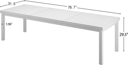 78.7 Inch Large Computer Desk, Long Gaming Table, Modern Two Person Desk Large Executive Office Desk, Double Table at Home, Perfect for Work, Gaming, Studying, and Writing, Etc., White