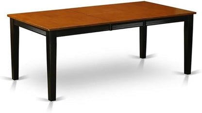 East West Furniture QUAV9-BCH-W 9 Piece Dining Table Set Includes a Rectangle Dining Room Table with Butterfly Leaf and 8 Wood Seat Chairs, 40x78 Inch, Black & Cherry