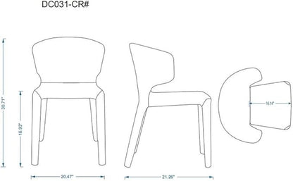 Manhattan Comfort Conrad Mid Century Modern Dining Chairs Woven Tweed Upholstered Kitchen Furniture with Contoured Back, Foam Padding & Metal Legs, Set of 2, Black