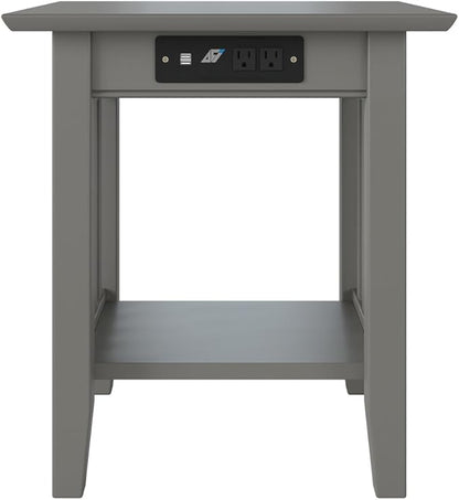 AFI, Mission End Table with Charging Station, Grey