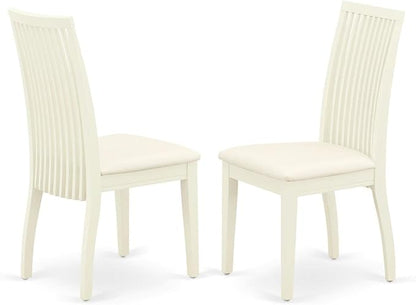 East West Furniture SHIP5-WHI-C 5 Piece Dining Room Furniture Set Includes a Round Kitchen Table with Pedestal and 4 Linen Fabric Upholstered Dining Chairs, 42x42 Inch, Linen White
