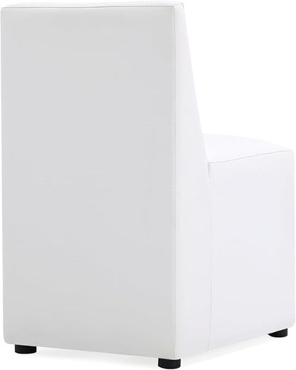 Manhattan Comfort Anna Square Modern Dining Chair with Head to Toe Faux Leather Upholstery and Plastic Foot Padding, Luxury Accent Furniture, Set of 1, Cream
