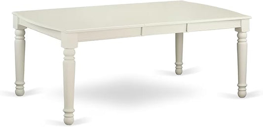 East West Furniture DOT-LWH-T Dover Modern Kitchen Table - a Rectangle Dining Table Top with Butterfly Leaf & Stylish Legs, 42x78 Inch, Linen White