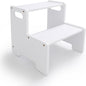 Wooden Step Stool,Two Stepping Stool for Kids/Adults,Supports 300 lbs Toddler Foot Stool,Toilet/Kitchen/Bed Step Stool,White 1 Pack